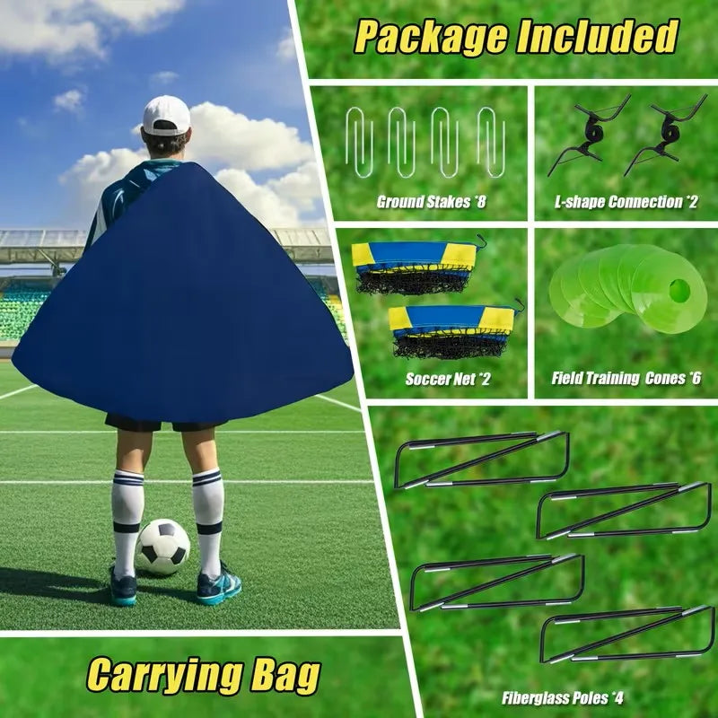 Portable Soccer Goals 2 Set Pop Up Net Backyard Indoor