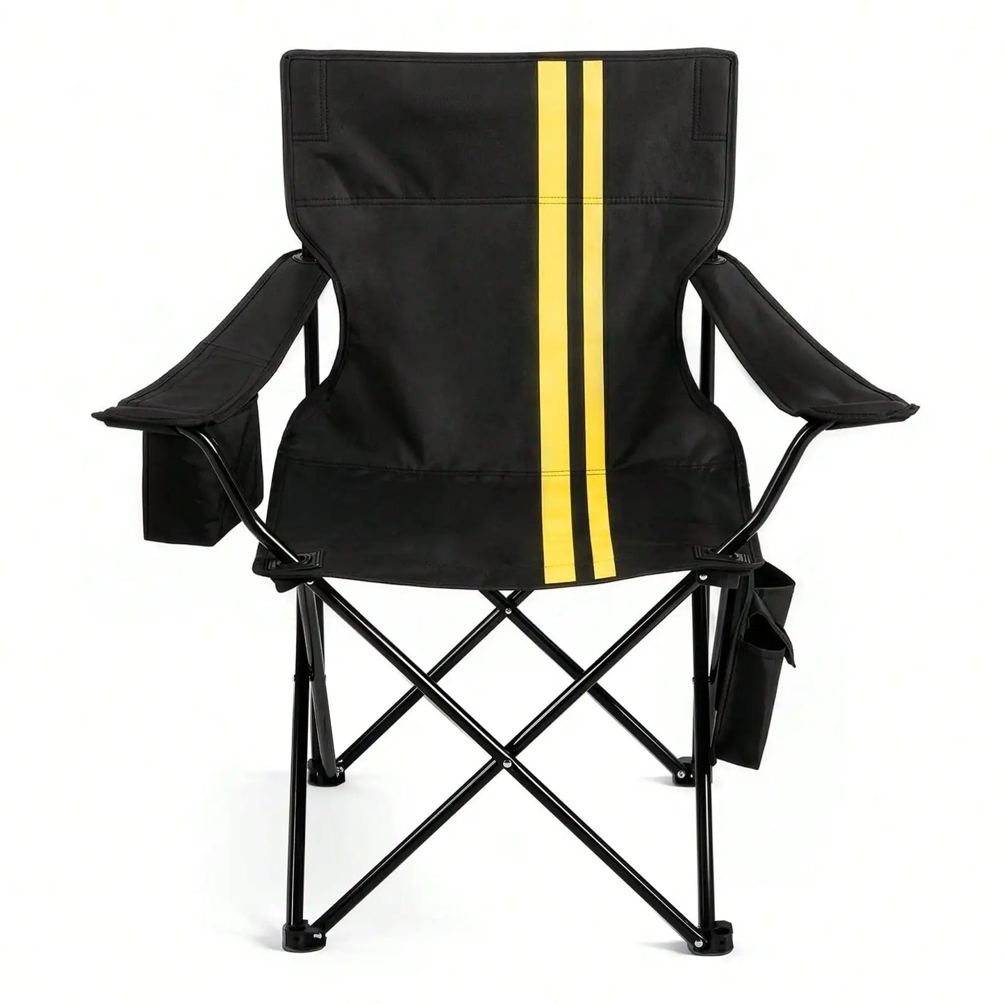 Folding Camping Chair With Built-In Cooler Bag, 350LBS Heavy Duty Portable Outdoor Chair With Cup Holder, Side Pocket & Carry B