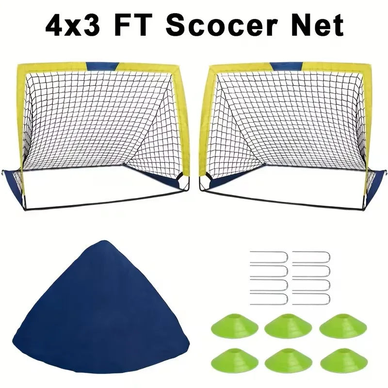 Portable Soccer Goals 2 Set Pop Up Net Backyard Indoor