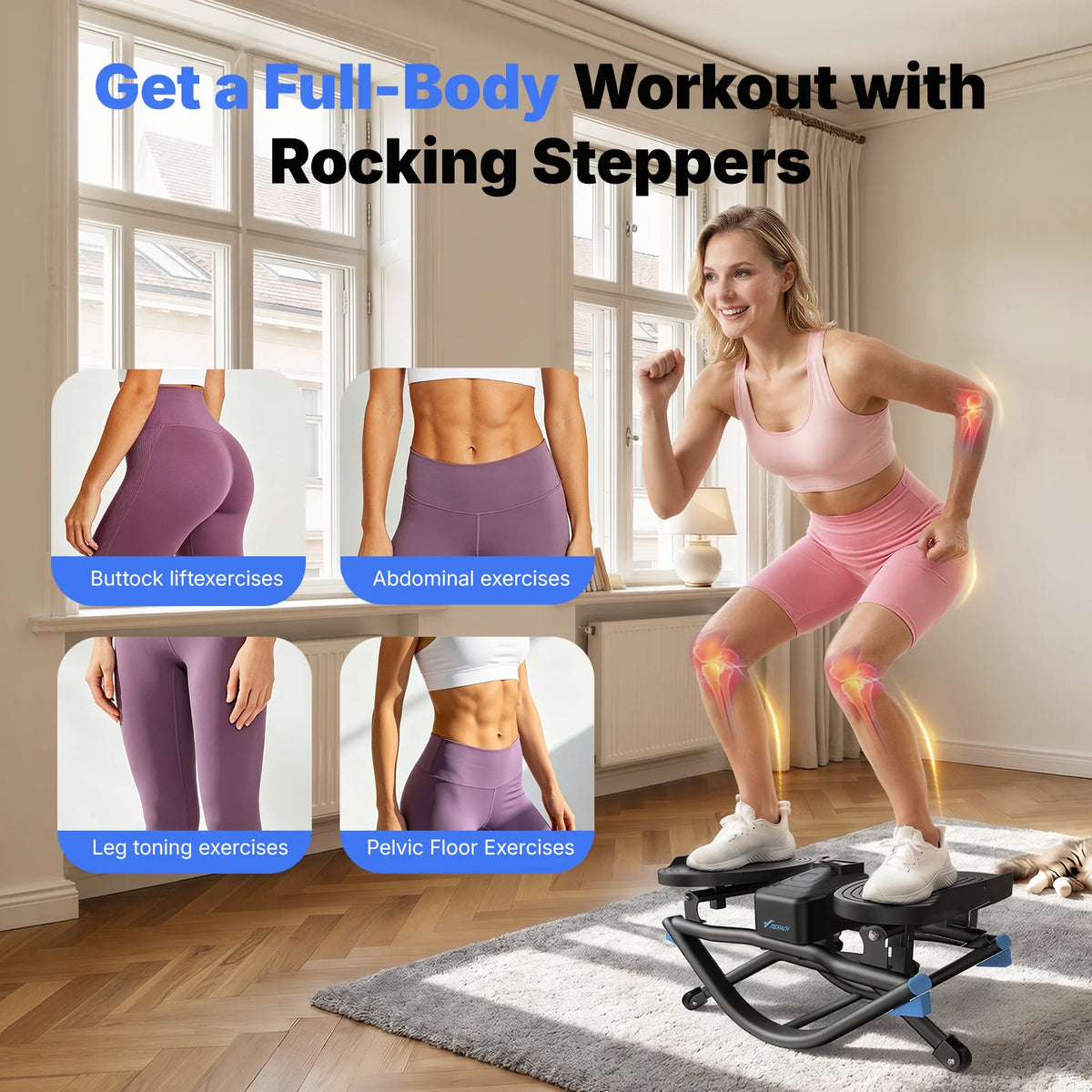 MERACH Rocking Stepper With Ab Twist Board For Home Workouts