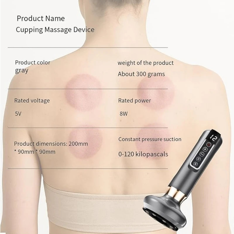 USB Cupping Massage Device With 12 Level Intensity For Back