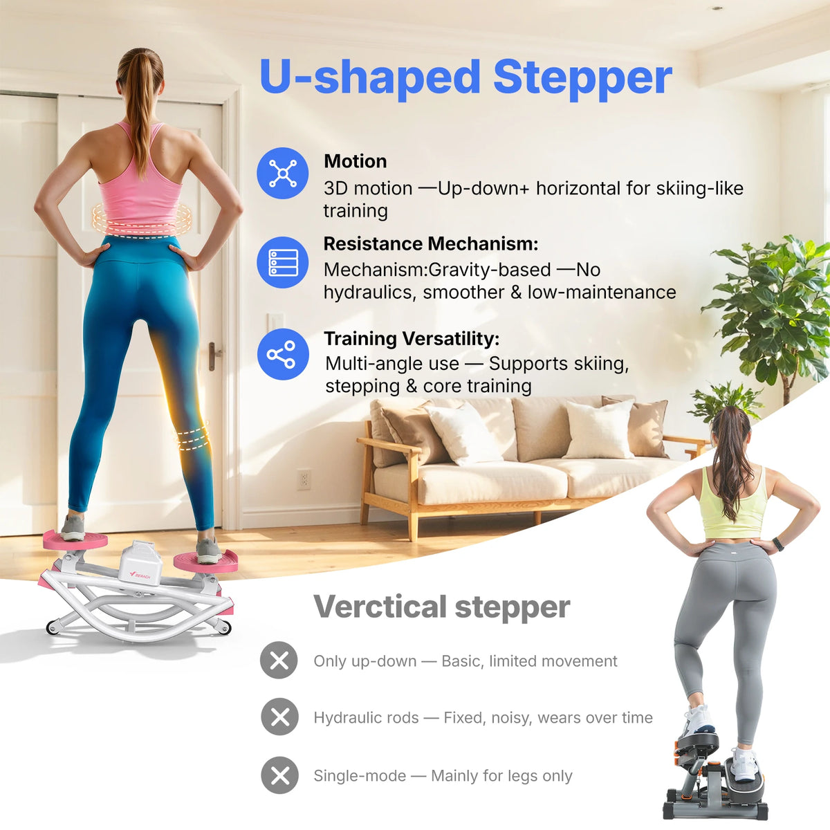 MERACH Rocking Stepper With Ab Twist Board For Home Workouts