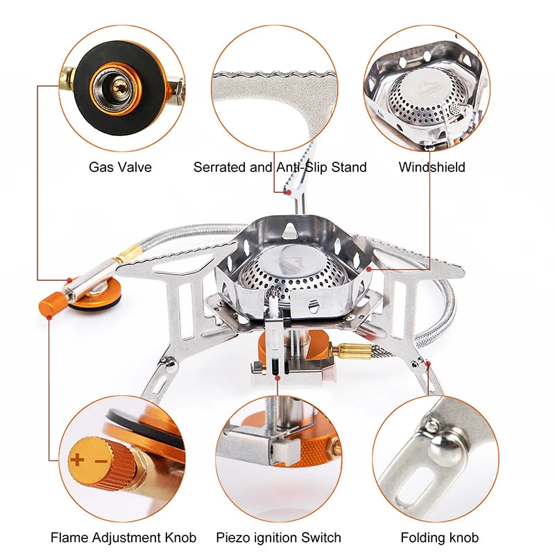 Widesea Windproof Gas Burner Camping Stove Outdoor Survival Kit