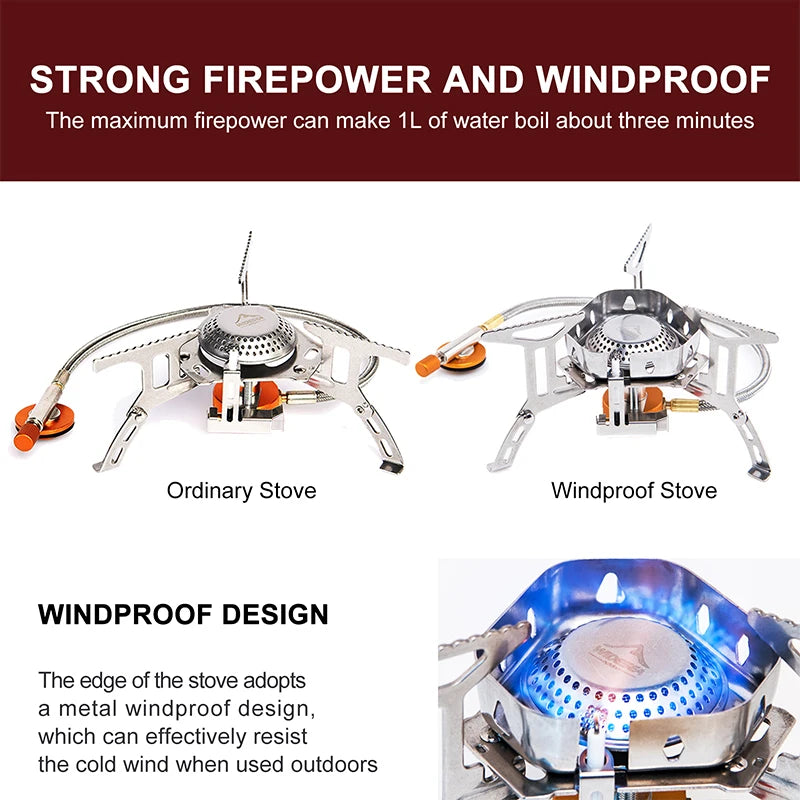 Widesea Windproof Gas Burner Camping Stove Outdoor Survival Kit