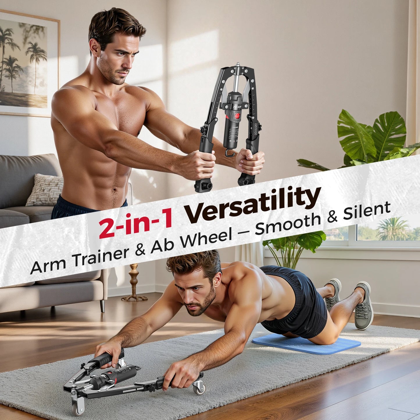 FED Fitness Arm Trainer 3in1 With Ab Roller Wheel System