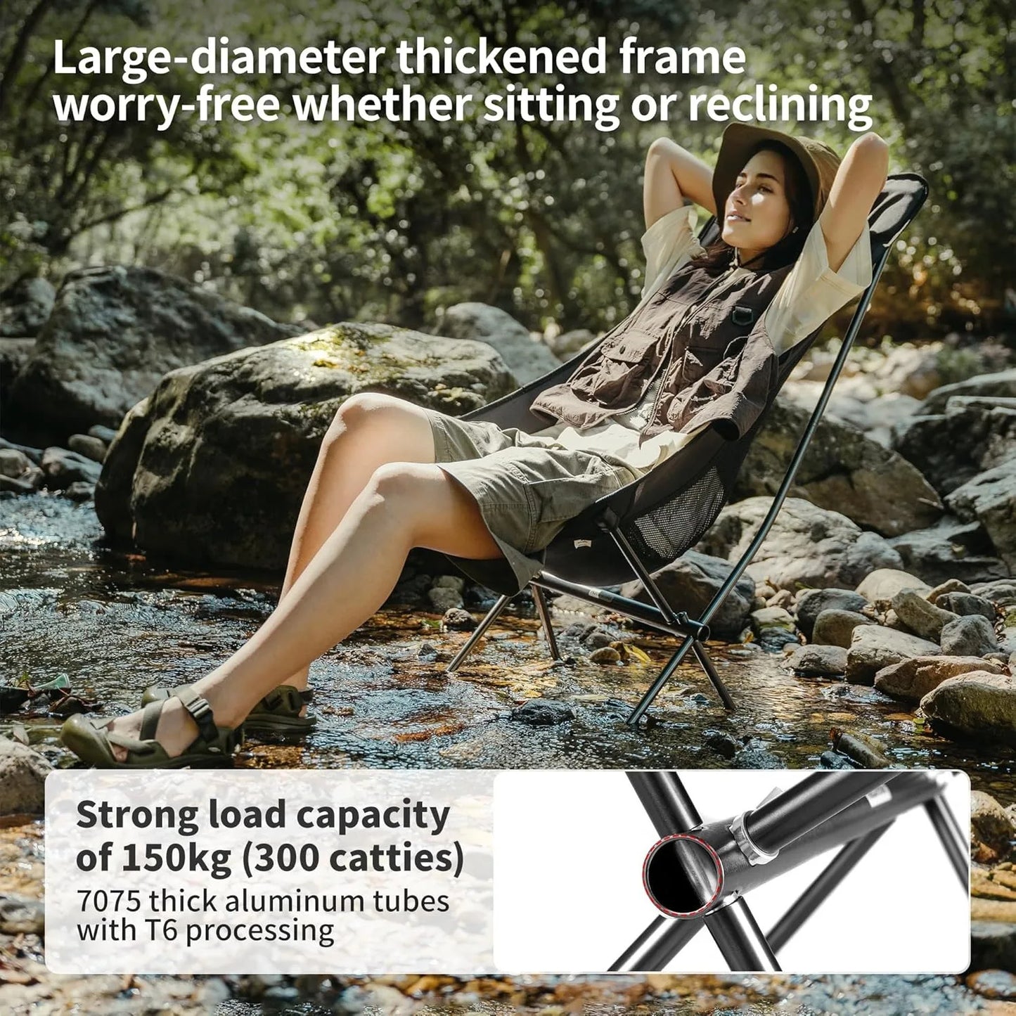 Naturehike Ultralight Folding Chair L04 150kg Load Capacity