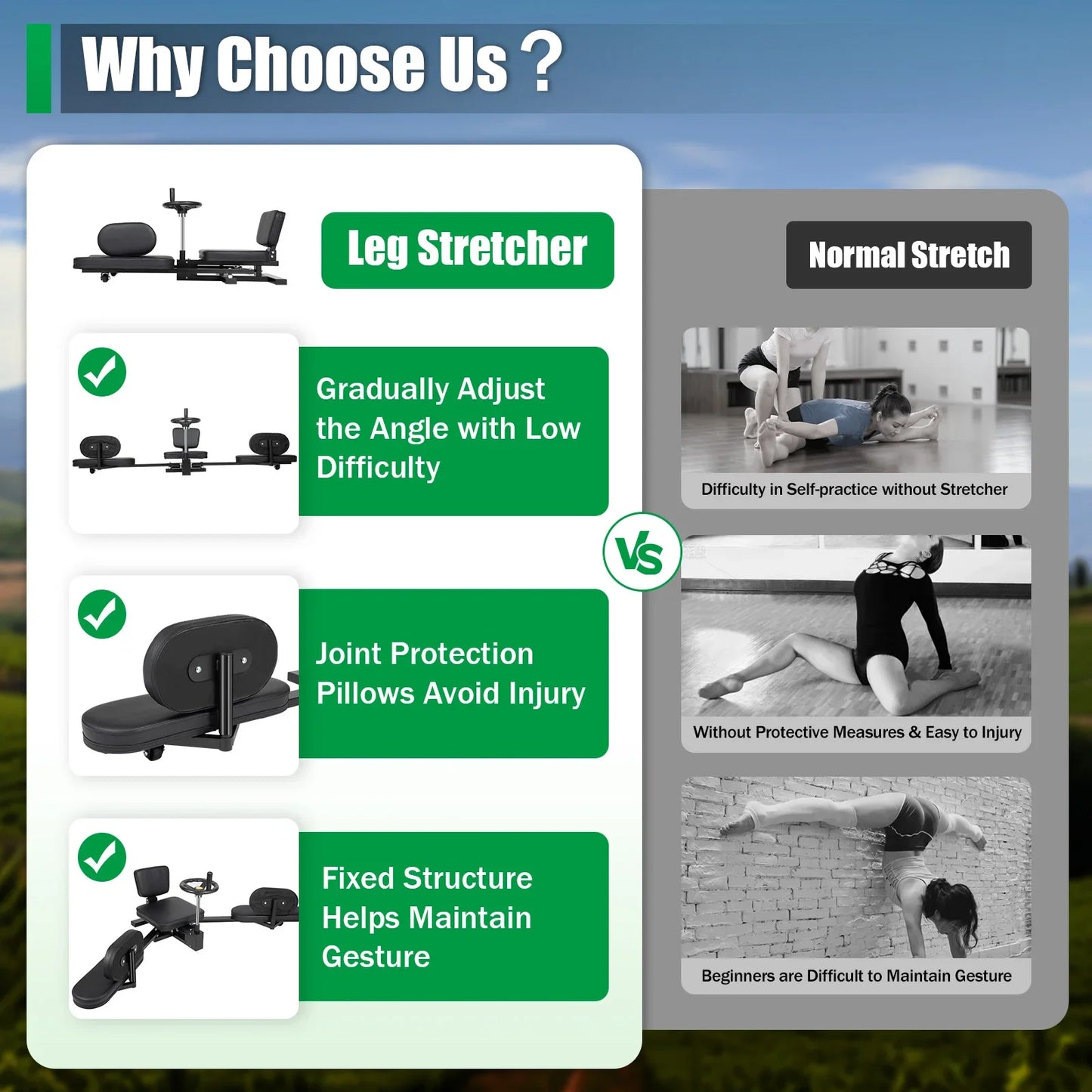 Leg Stretcher 3 Bar Spreader For Leg Flexibility And Stretching