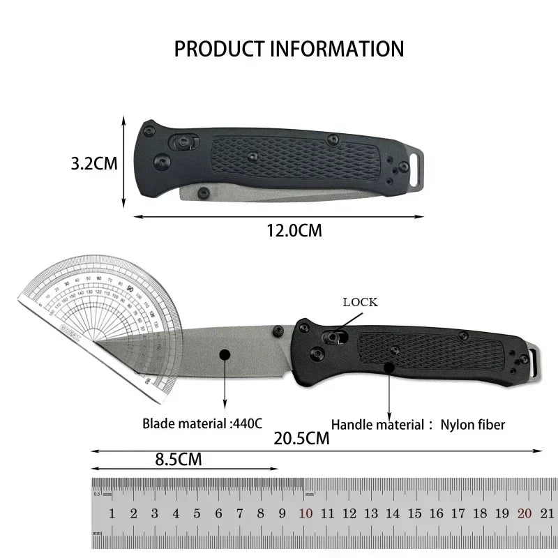 DIY Supplies BM 537 Folding Knife 440C Steel Survival Tool