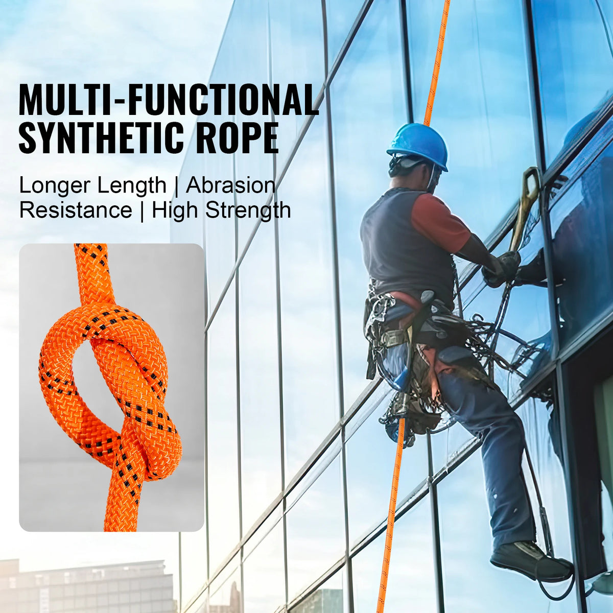 SucceBuy Dual Weave Polyester Rope for Camping Rescue Outdoor Use