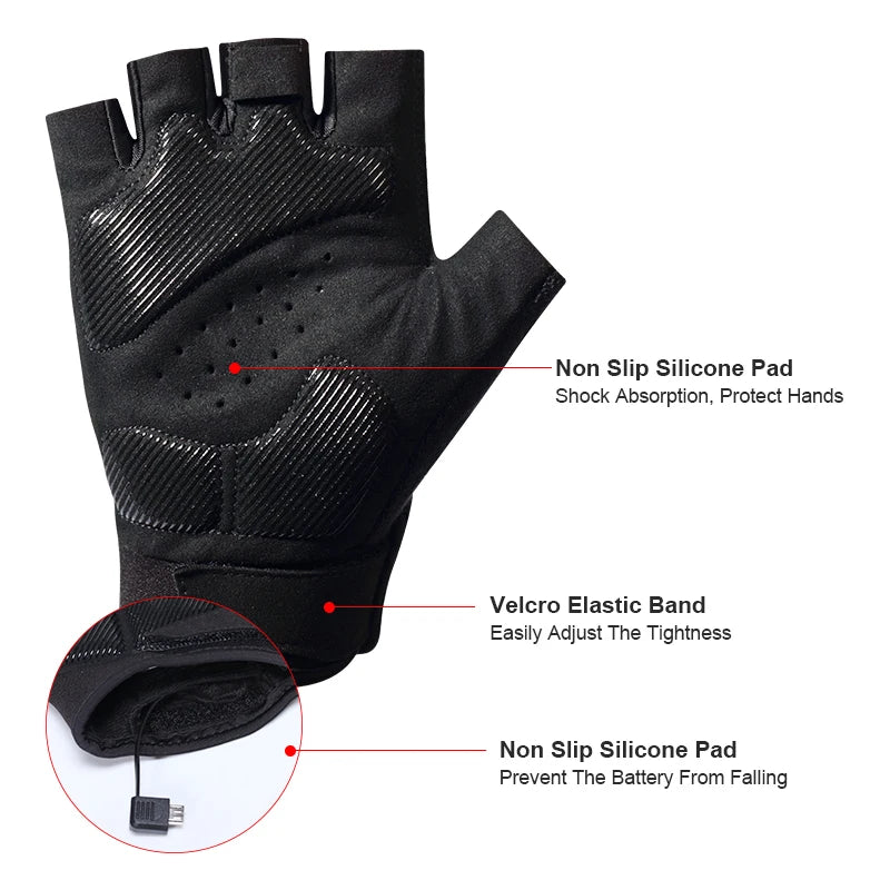 DAYWOLF Led Gloves Mountain Hiking Cycling Fishing Outdoor Night Sports Anti Slip Lighting Touch Screen Half Finger Men Green