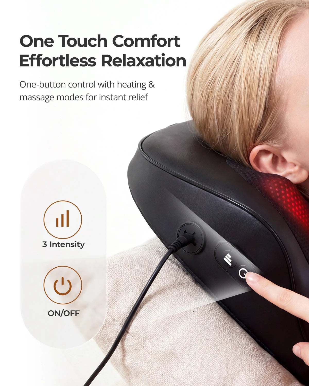 Electric Shiatsu Back Neck Massager with Heat,Ultra-Quiet Ergonomic 3D Kneading Massage Pillow for Full Body,Shoulder Leg Calf
