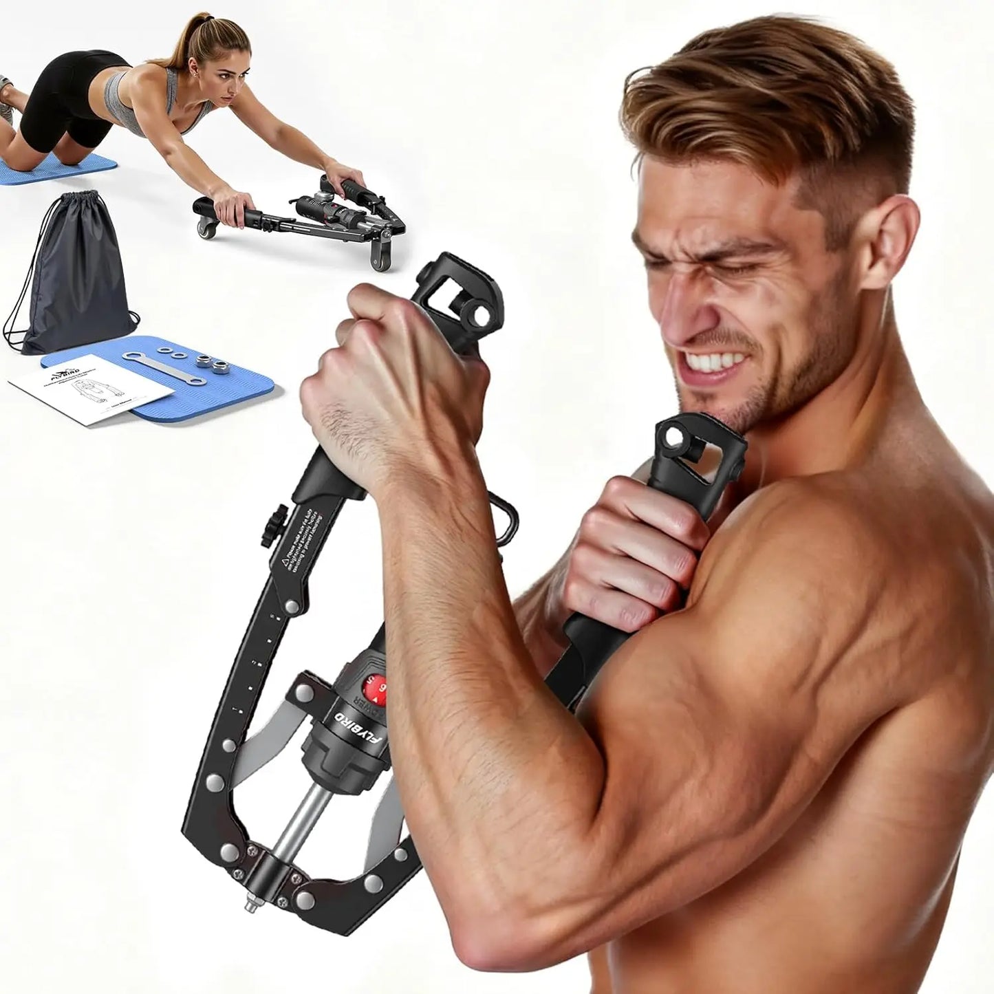 FED Fitness Arm Trainer 3in1 With Ab Roller Wheel System