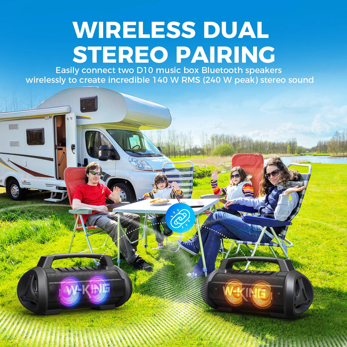 W-KING Bluetooth Portable Speaker With Subwoofer And Bass Boost