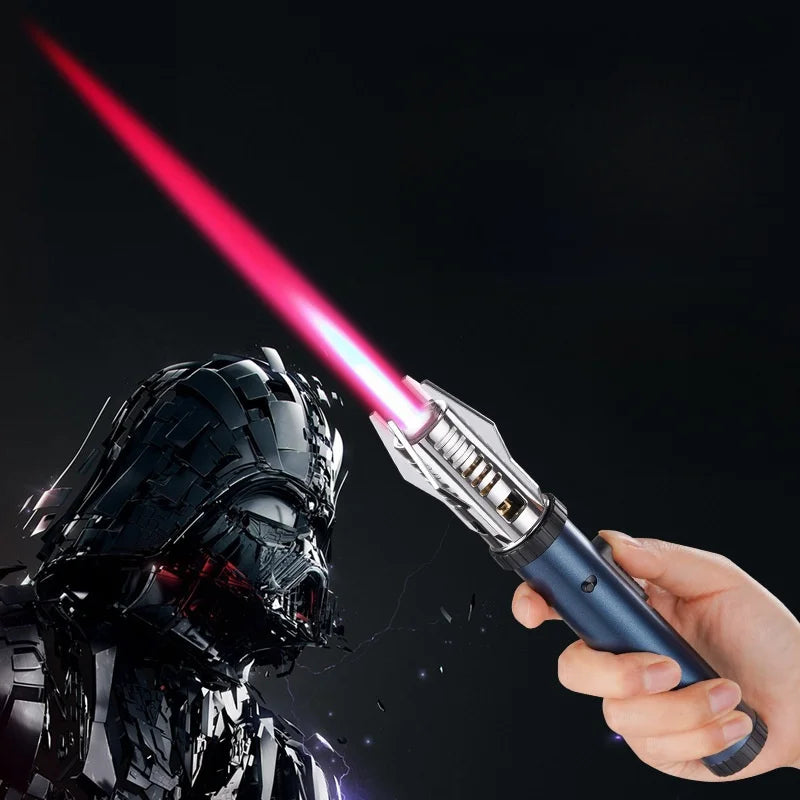 Lightsaber Butane Lighter Metal 360° Windproof Turbo Jet Flame Torch for Outdoor Camping BBQ Welding Red Flame for Men's Gifts