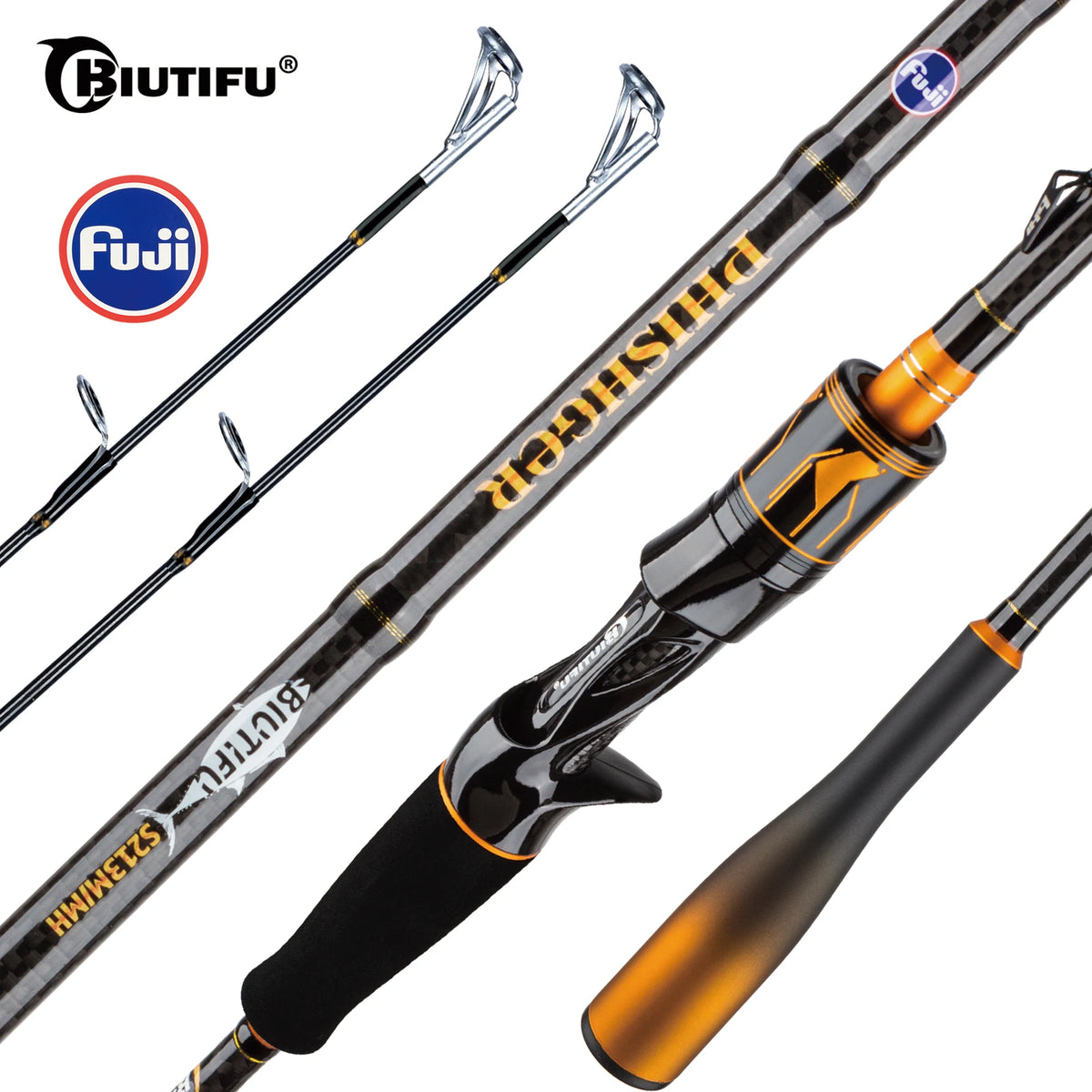 Biutifu Two Tip Spinning Carbon Fishing Rod With Fast Action