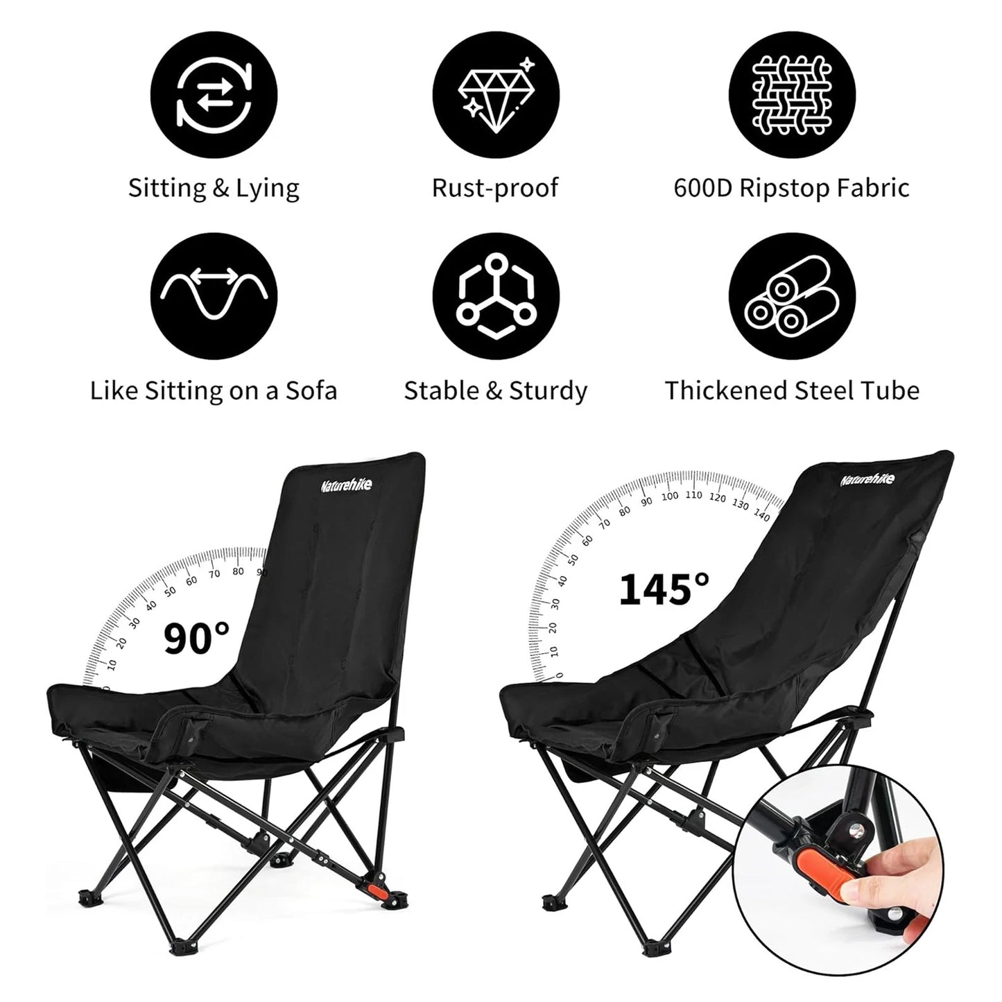 Naturehike Sea Star Recliner Moon Chair 2-Position Adjustable Folding Chair