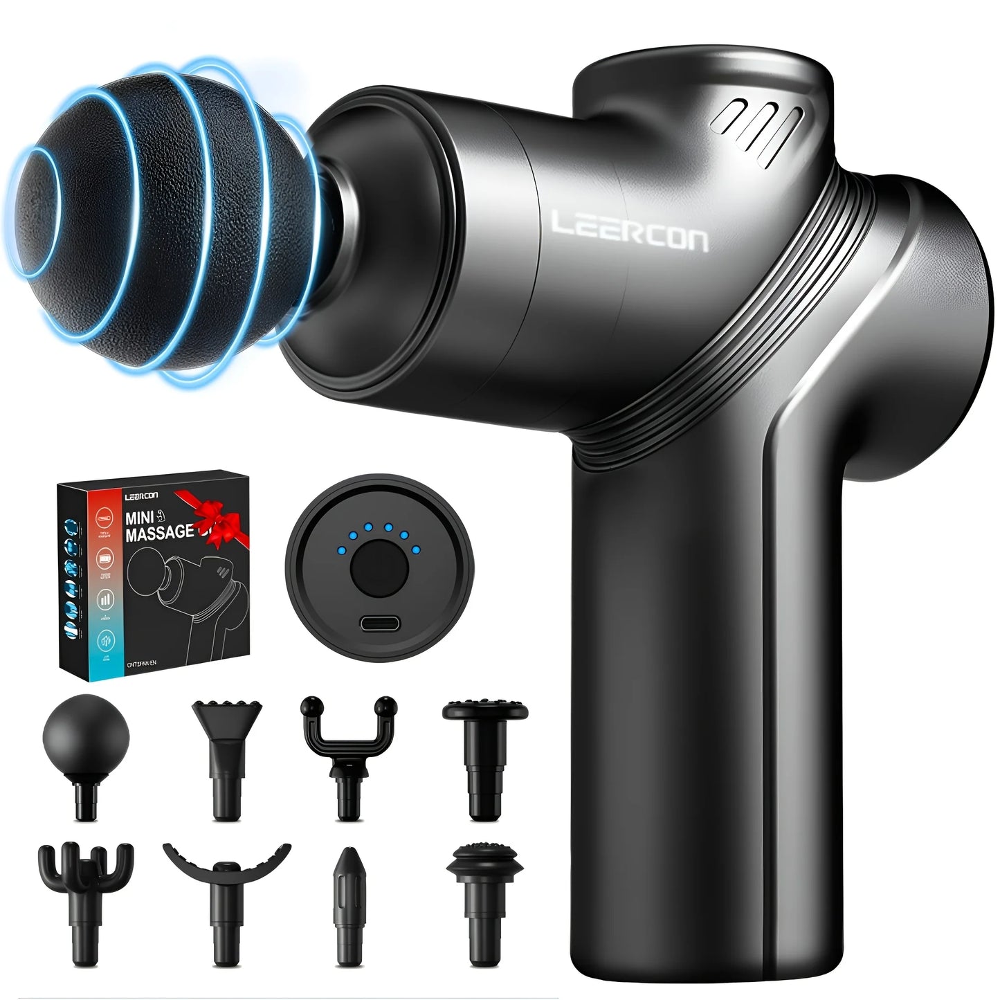 Leercon Mini Muscle Massage Gun With Four Heads Deep Tissue
