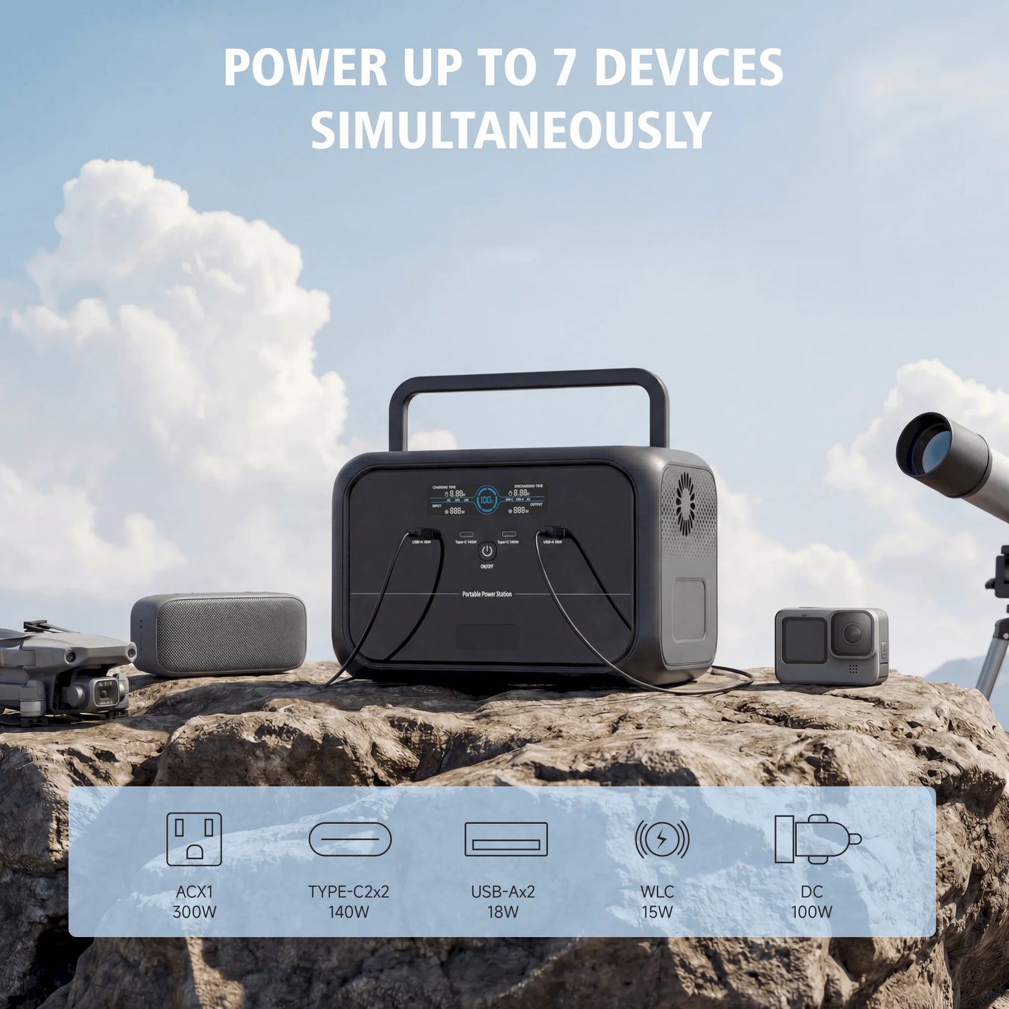 110V Camping Portable Power Station Ecoflow 300W Portable Power Supply Generator Compact And Lightweight Emergeny Power Supply