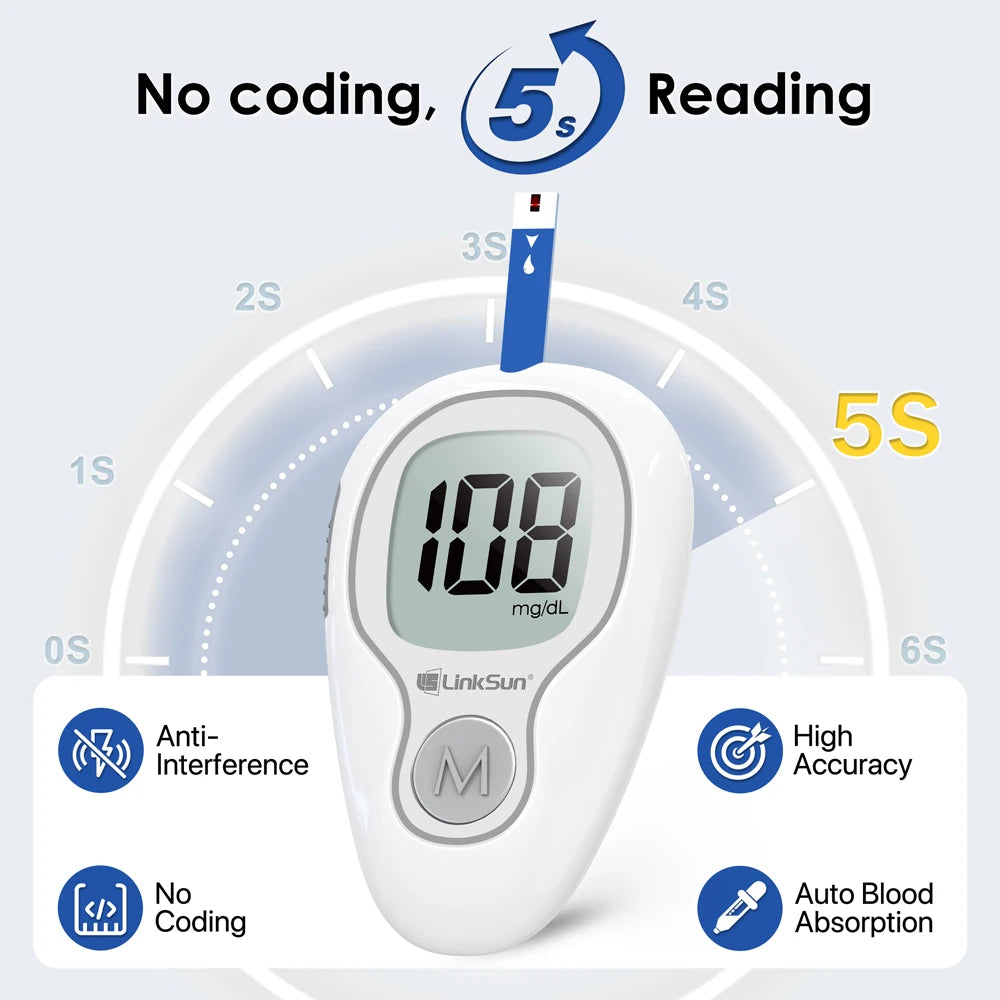 Linksun G425 Blood Glucose Monitor Kit With 50 Strips Lancing