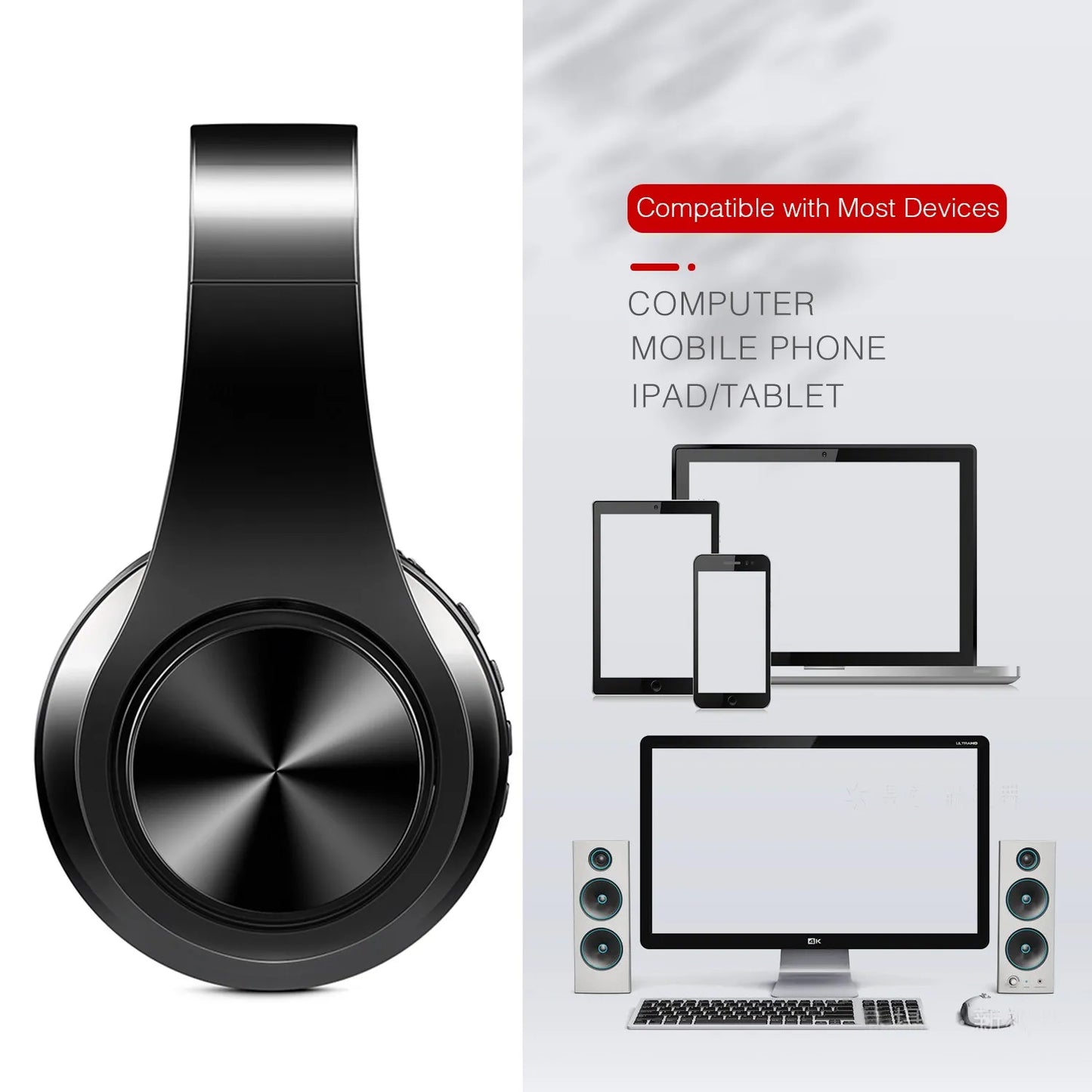 Catassu Bluetooth Earphones ANC Headset FM Radio SD Card Mic
