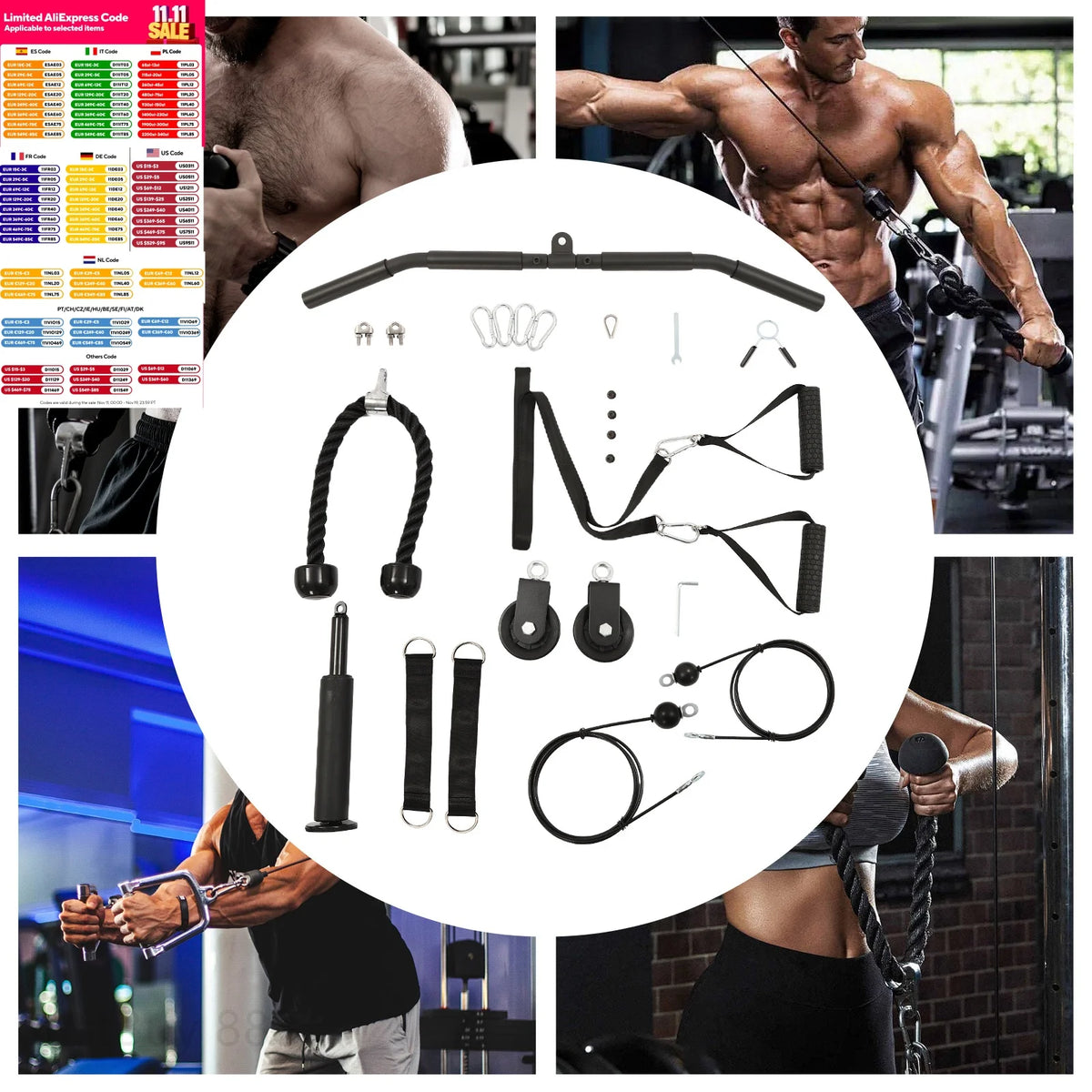 Adjustable Cable Pulley System For Home Gym Strength Training Equipment