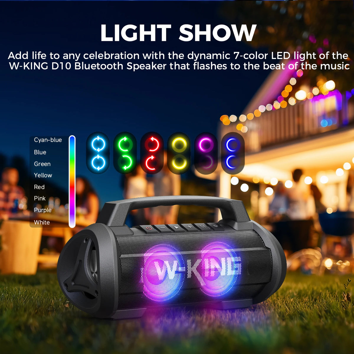 W-KING Bluetooth Portable Speaker With Subwoofer And Bass Boost