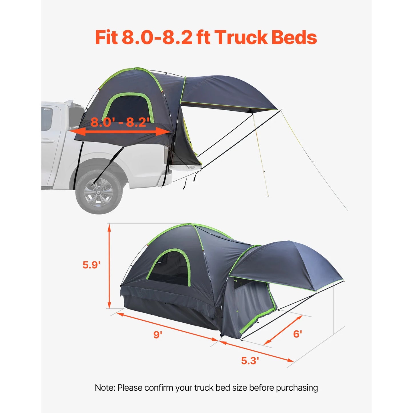 SucceBuy Truck Bed Tent for Camping With Expandable Awning