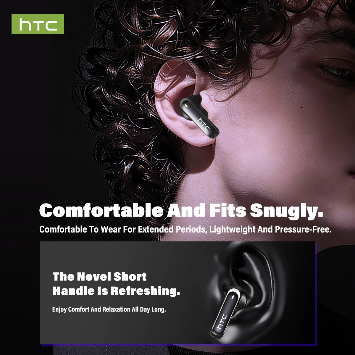 HTC NE70 Wireless Bluetooth Headphones With AI Translator Battery Life