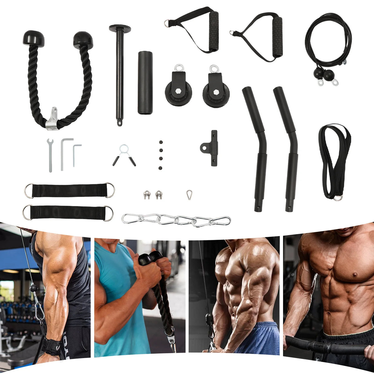 Adjustable Cable Pulley System For Home Gym Strength Training Equipment