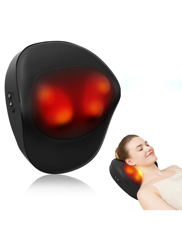 Electric Shiatsu Back Neck Massager with Heat,Ultra-Quiet Ergonomic 3D Kneading Massage Pillow for Full Body,Shoulder Leg Calf