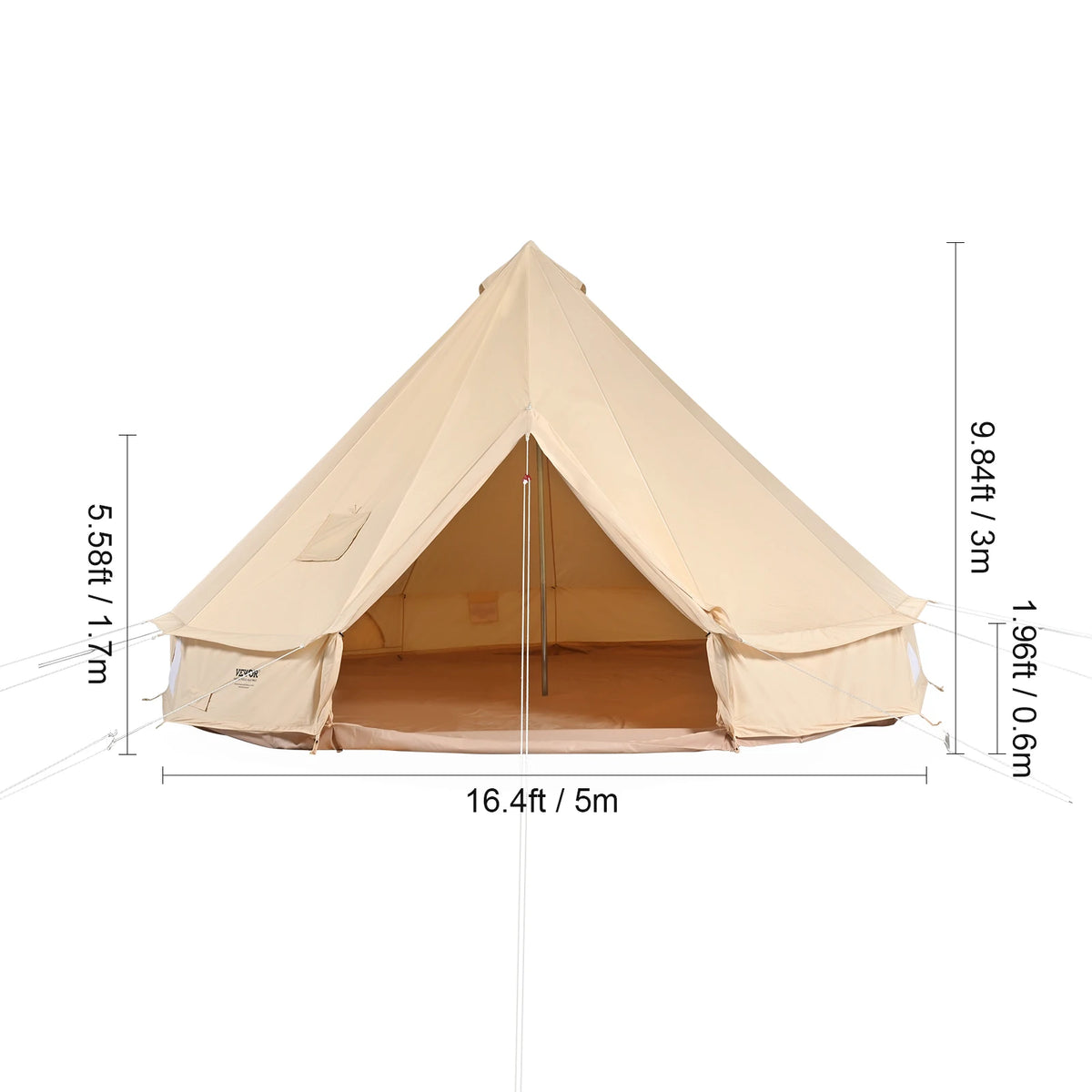 SucceBuy Four Season Canvas Bell Tent With Stove Vent