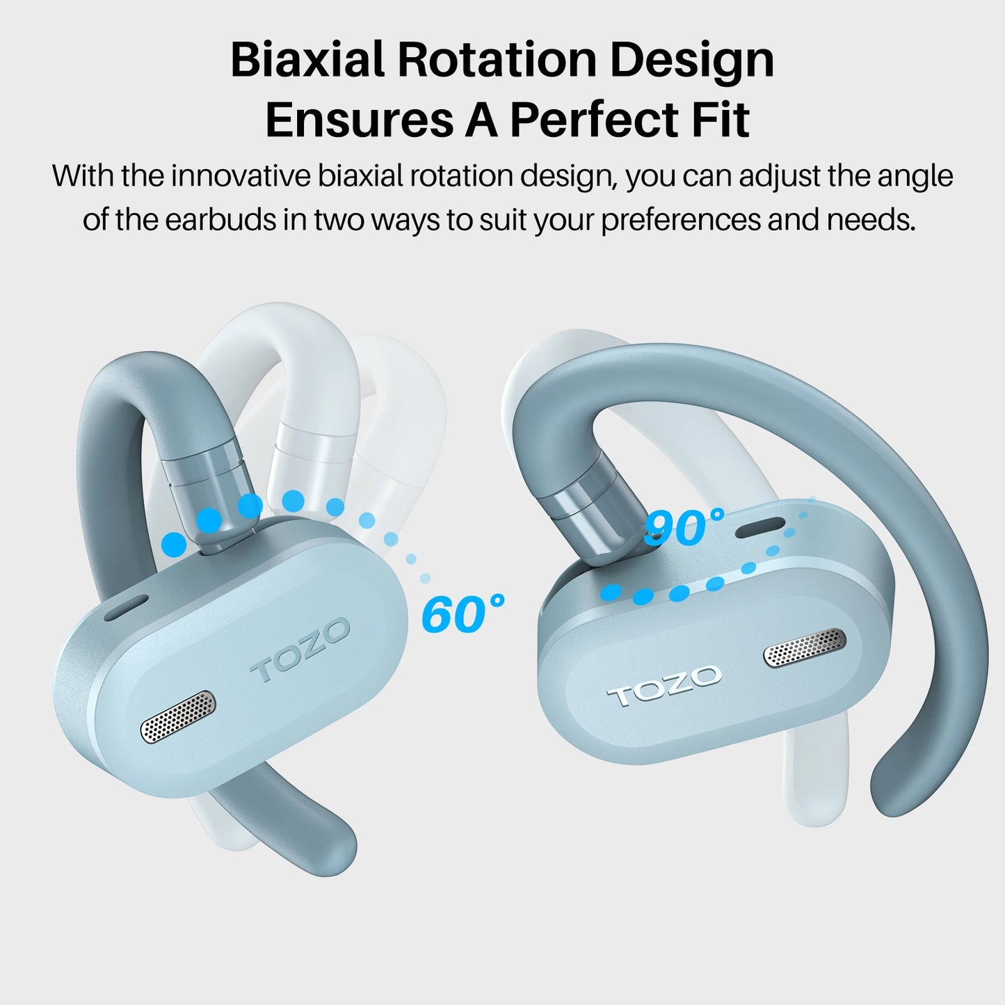 TOZO Refurbished Open Ear Hooks Bluetooth Earphones 5.3