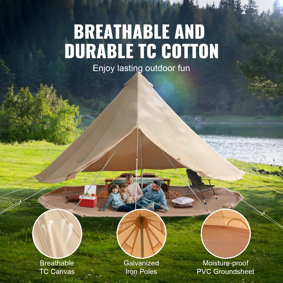 SucceBuy Four Season Canvas Bell Tent With Stove Vent