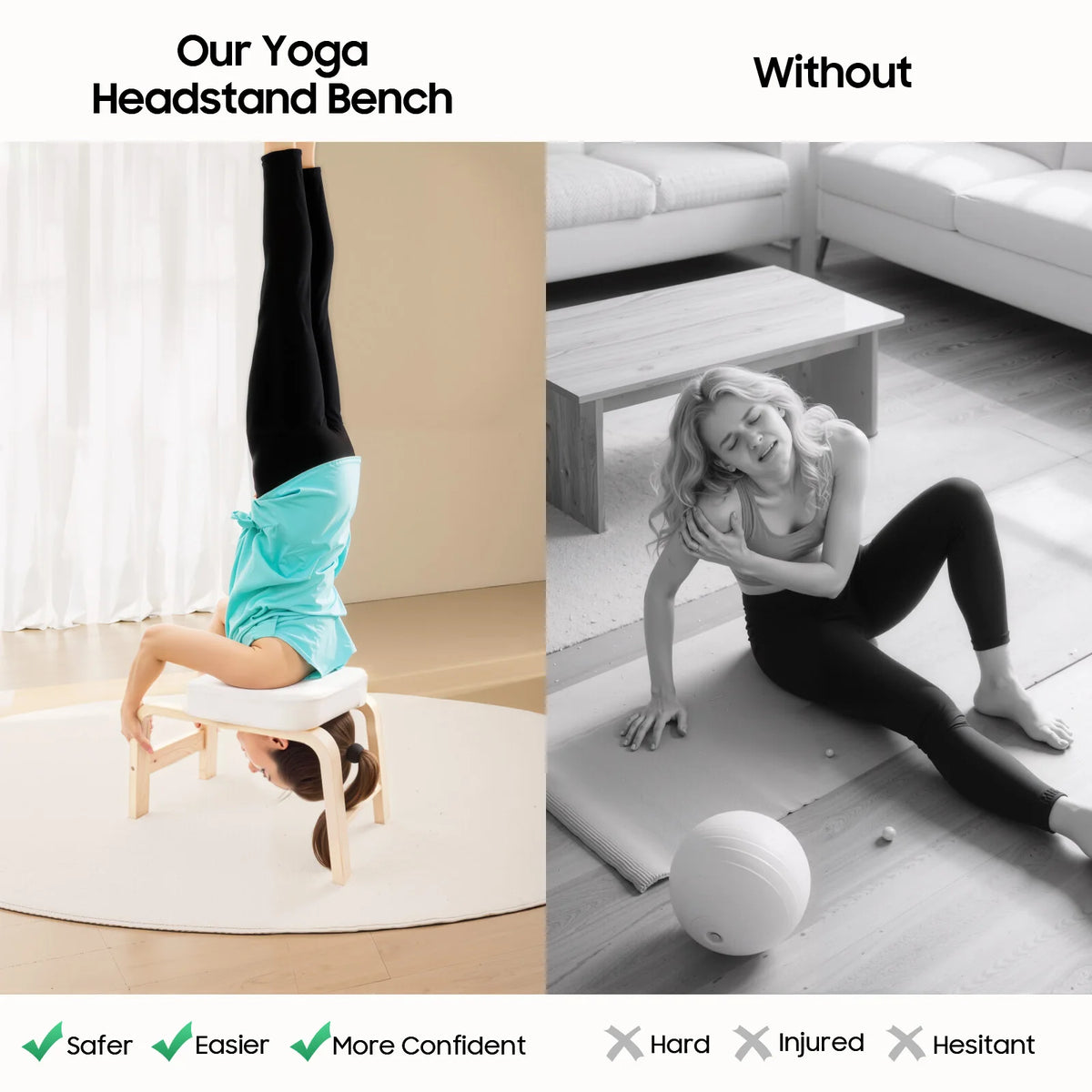 Bymaocar Yoga Headstand Inversion Bench for Balance and Fitness