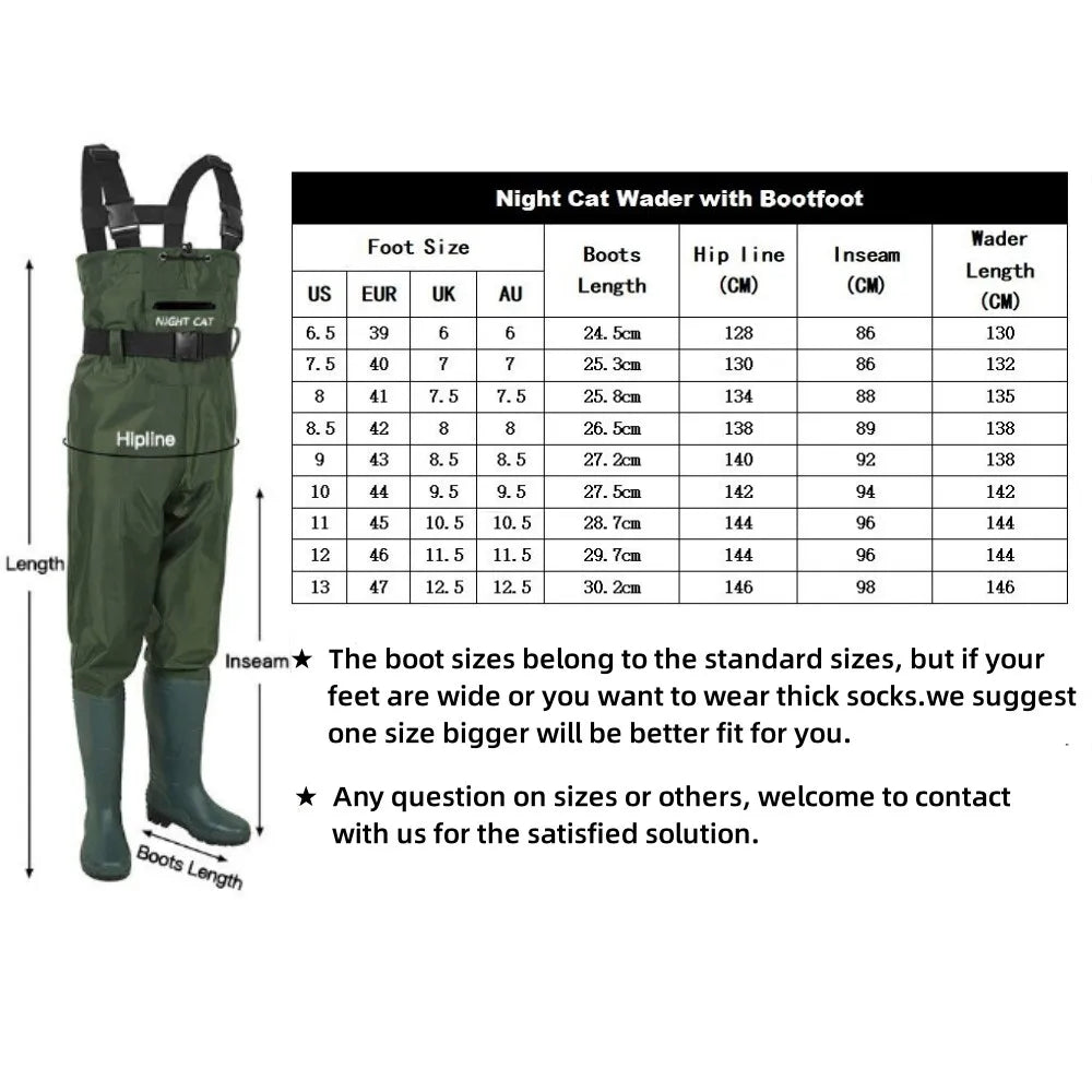 Night Cat Waterproof Chest Wader For Men Women With Boots