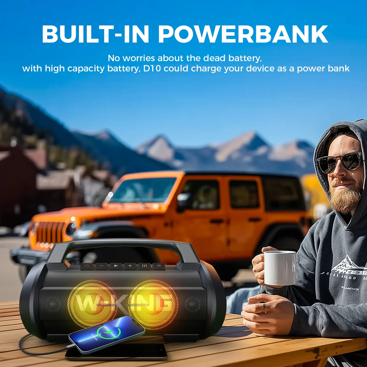 W-KING Bluetooth Portable Speaker With Subwoofer And Bass Boost