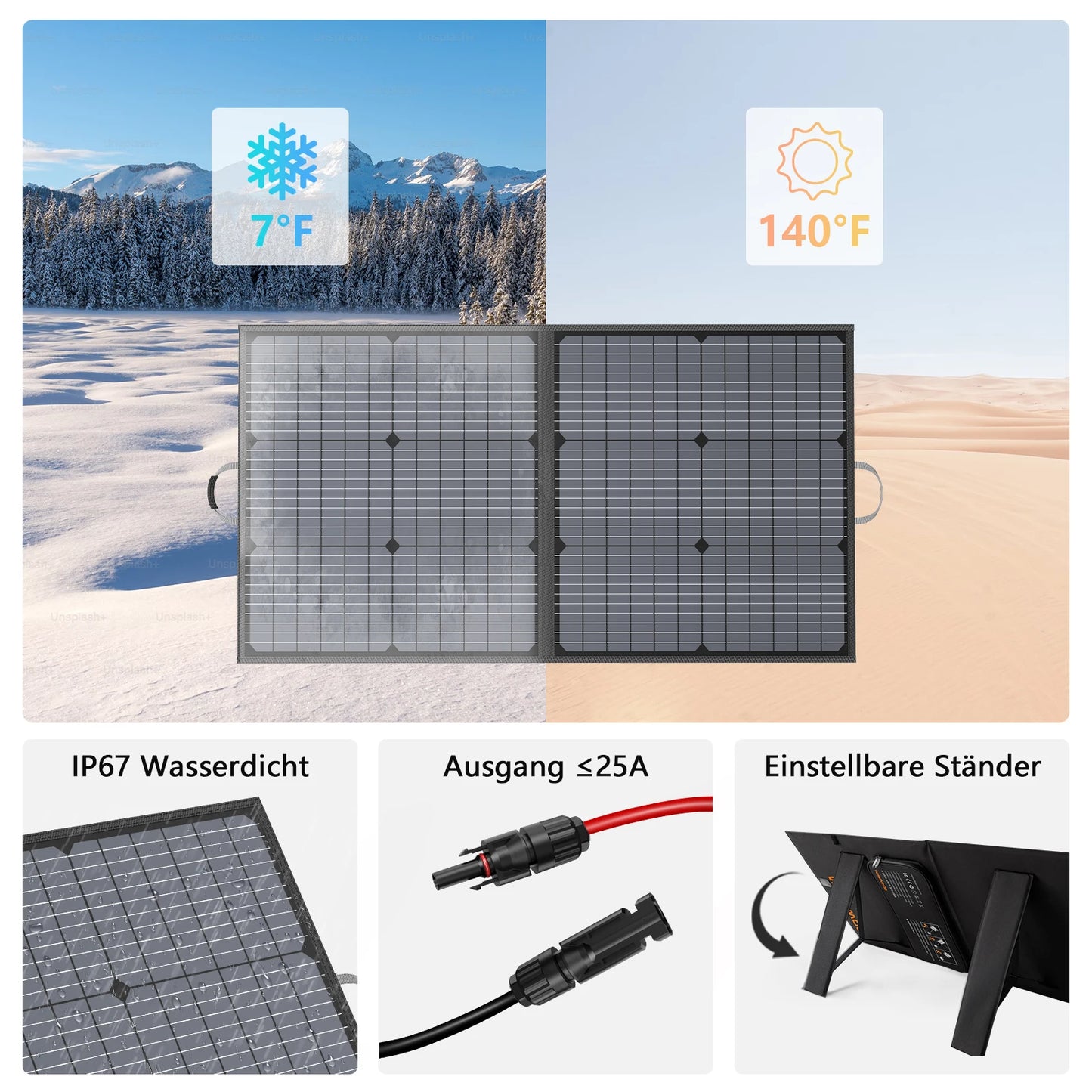 MHPOWOS 110W Foldable Solar Panel 20V Portable Solar Charger Waterproof for Solar Generator Power Station Van Outdoor Camping RV