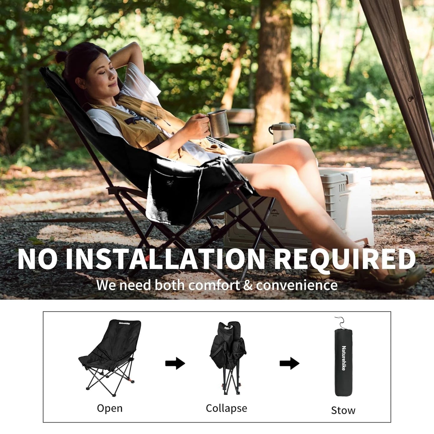 Naturehike Sea Star Recliner Moon Chair 2-Position Adjustable Folding Chair