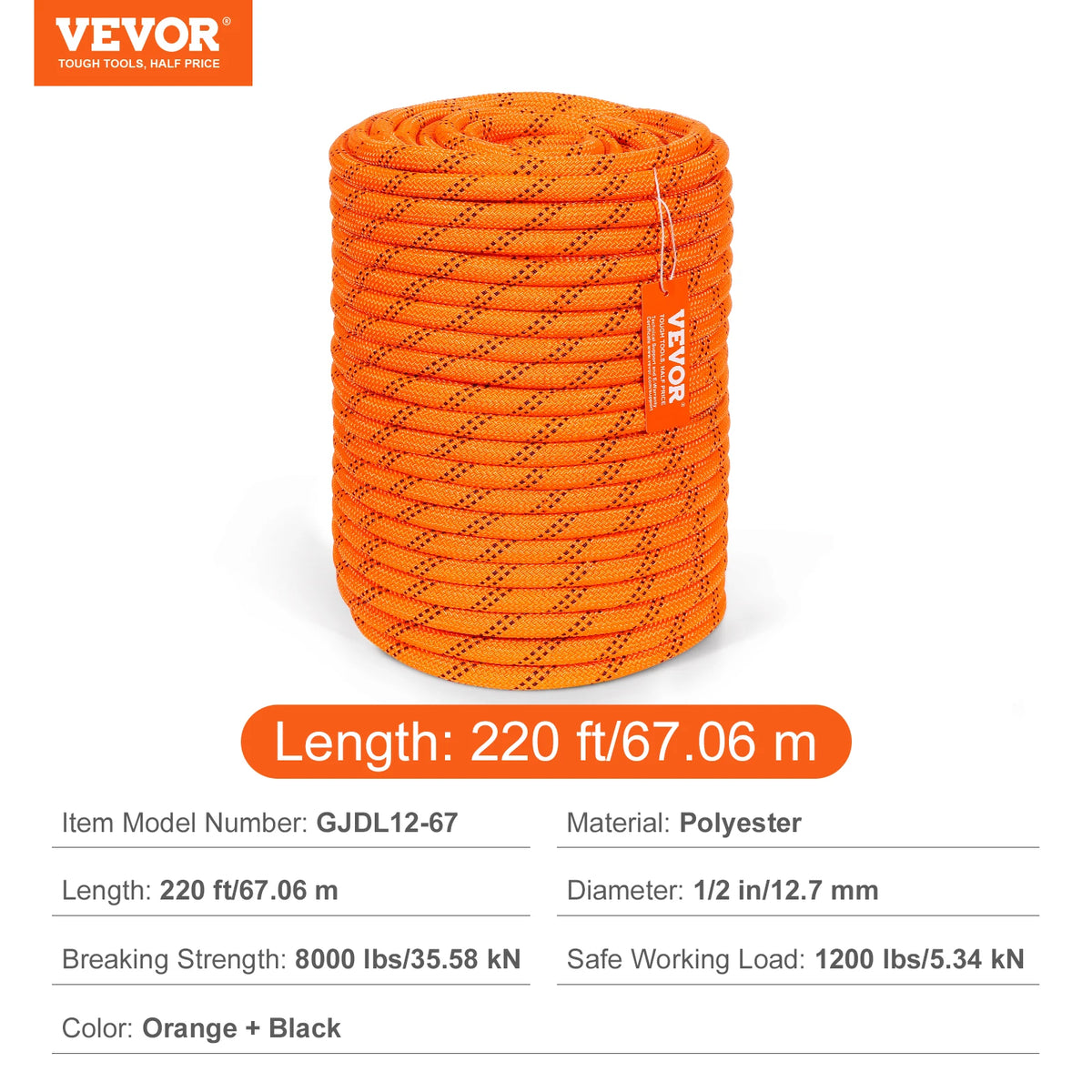 SucceBuy Dual Weave Polyester Rope for Camping Rescue Outdoor Use