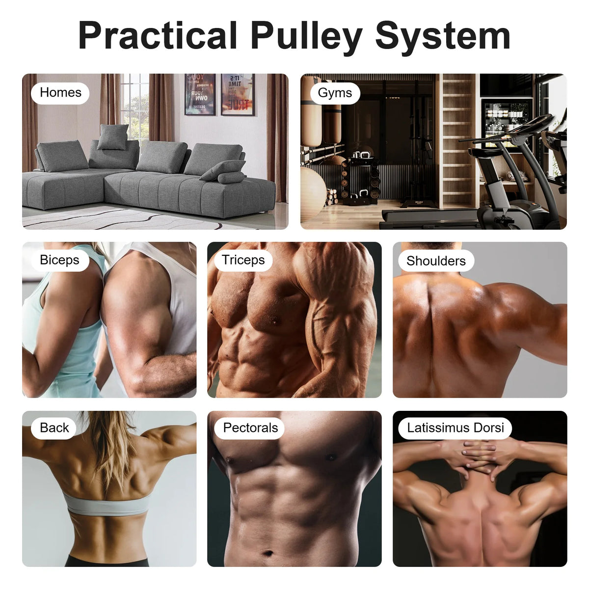 Adjustable Cable Pulley System For Home Gym Strength Training Equipment