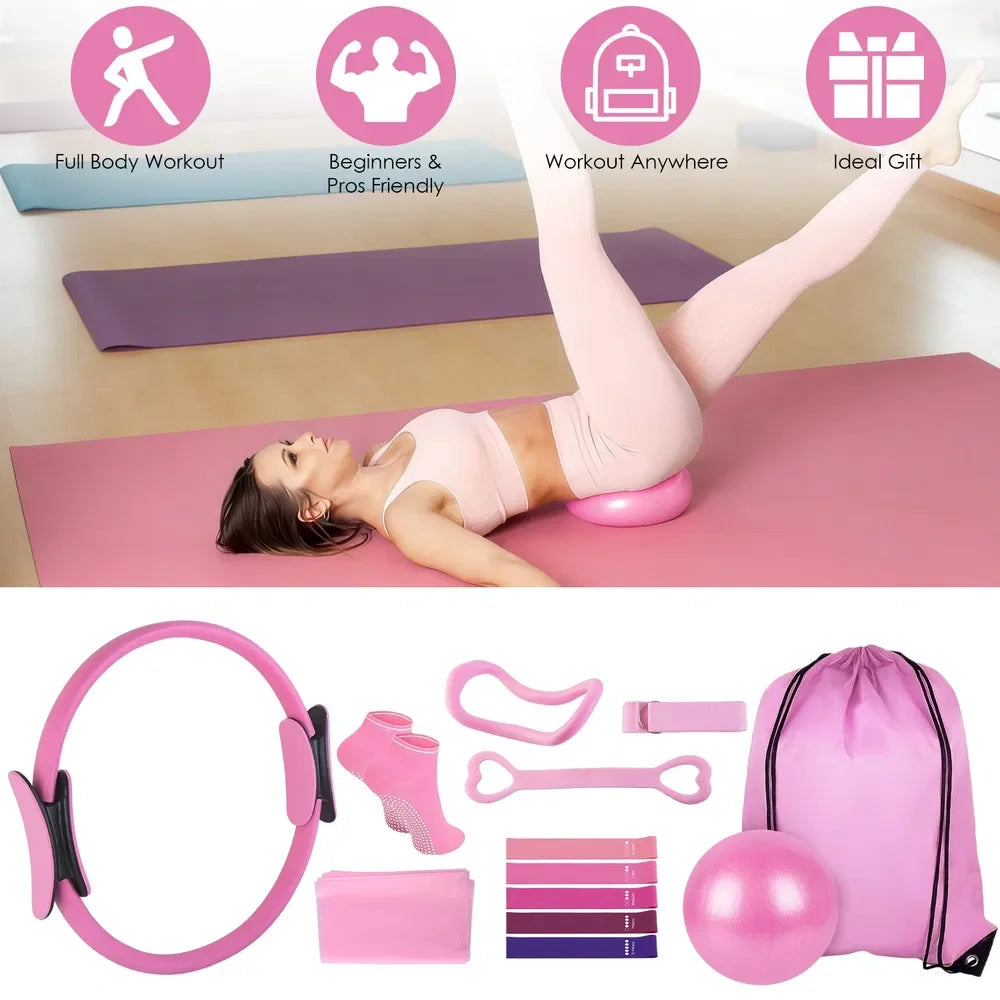 Pilates Ring Fitness Kit With Resistance Bands And Yoga Accessories