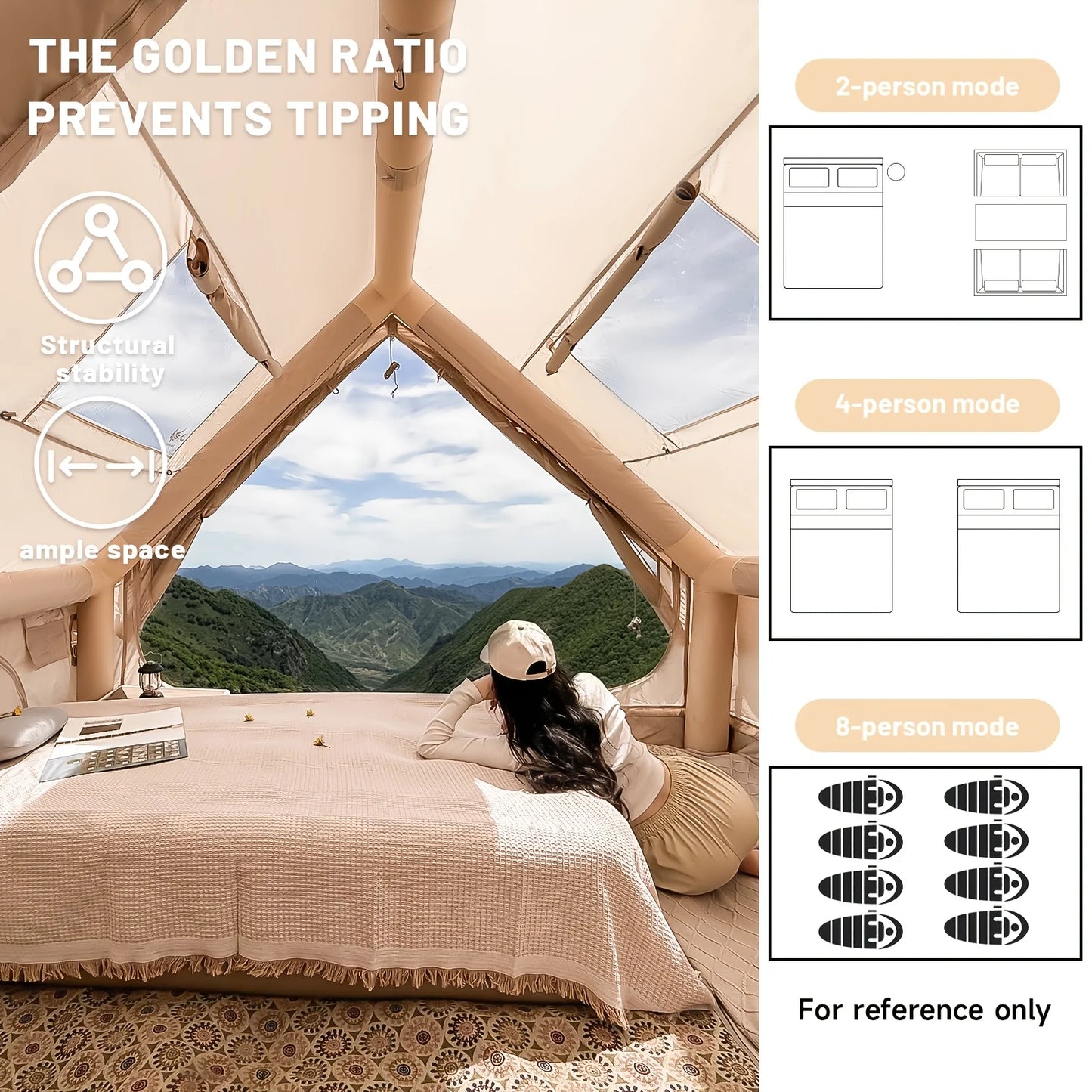 Large Inflatable Camping Tent With Skylight And Breathable Mesh