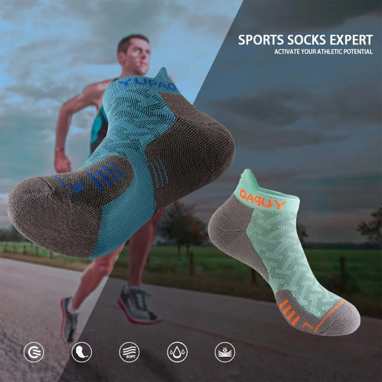 2/3/5 Pairs New Men's Professional Sports Short Socks Thick Towel Quick Dry Wicks Men's Fitness Running Ankle Socks Man Gift