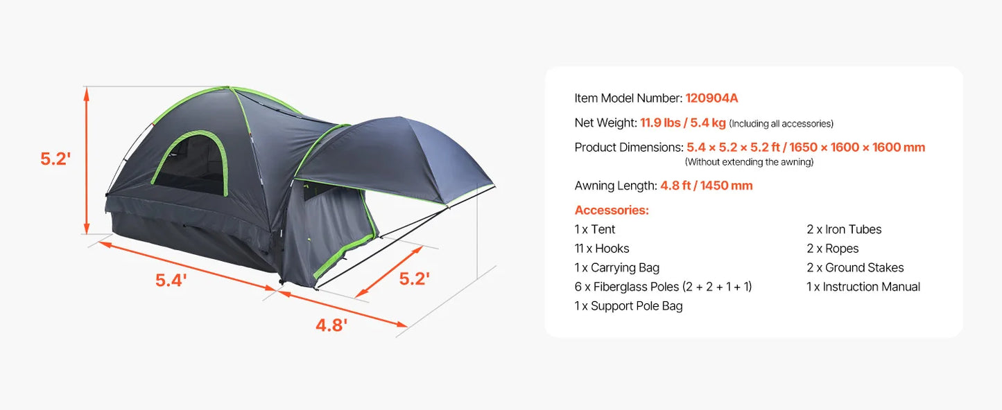 SucceBuy Truck Bed Tent for Camping With Expandable Awning