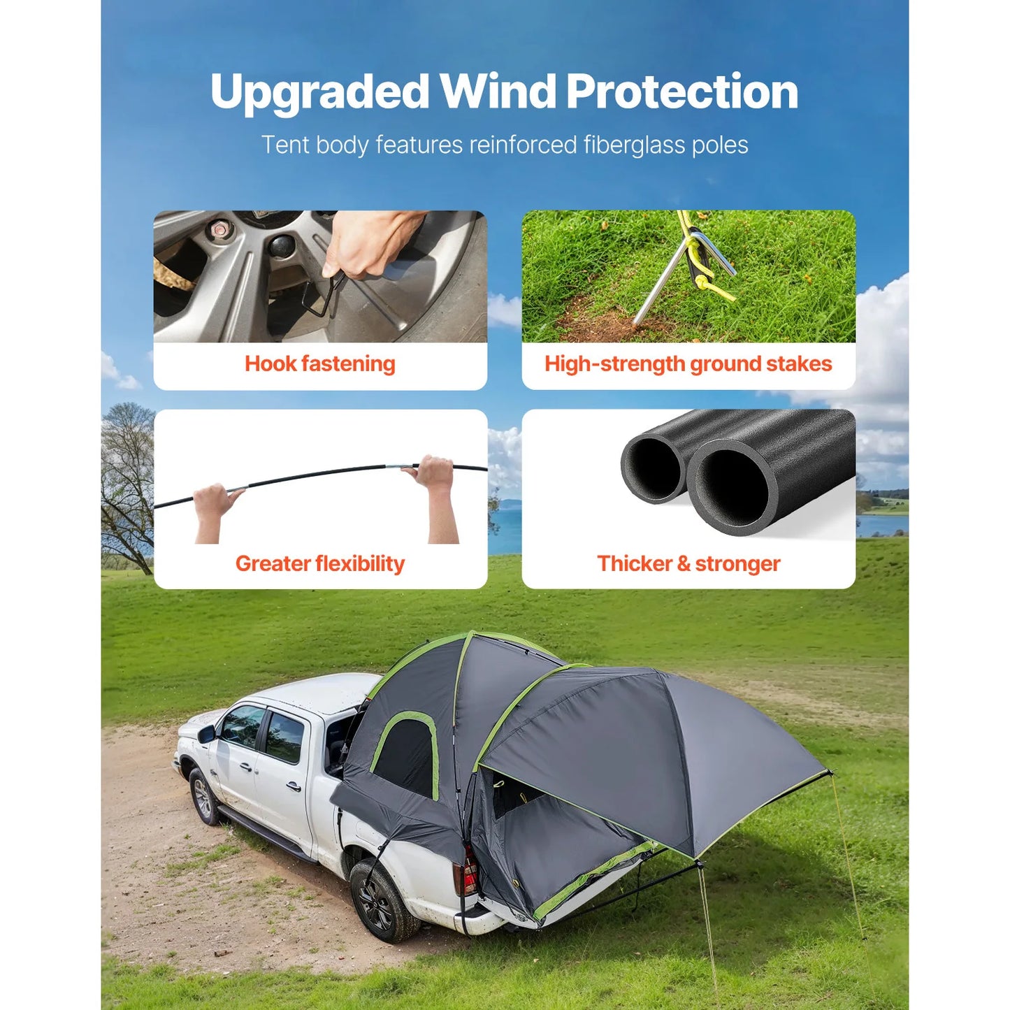 SucceBuy Truck Bed Tent for Camping With Expandable Awning