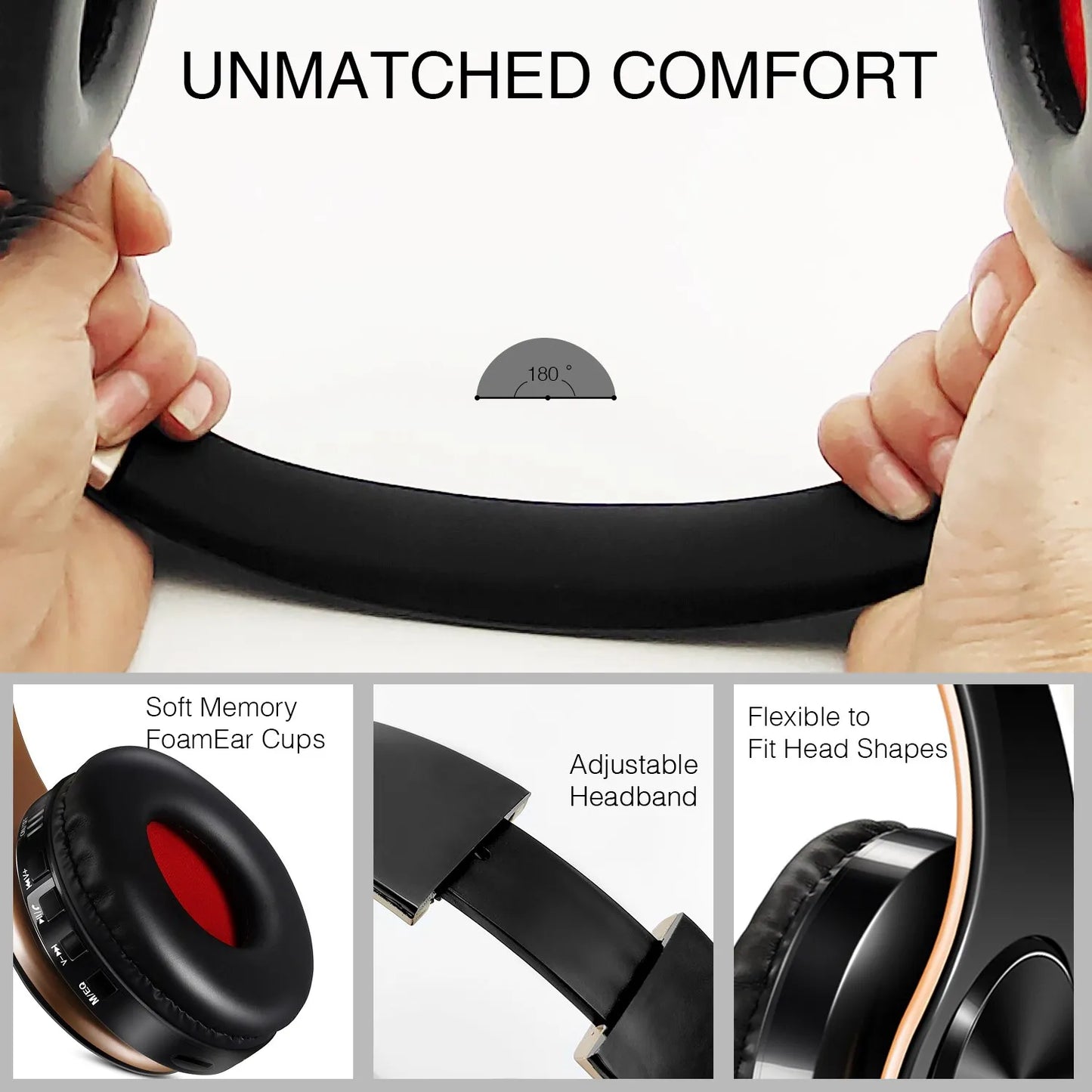 Catassu Bluetooth Earphones ANC Headset FM Radio SD Card Mic