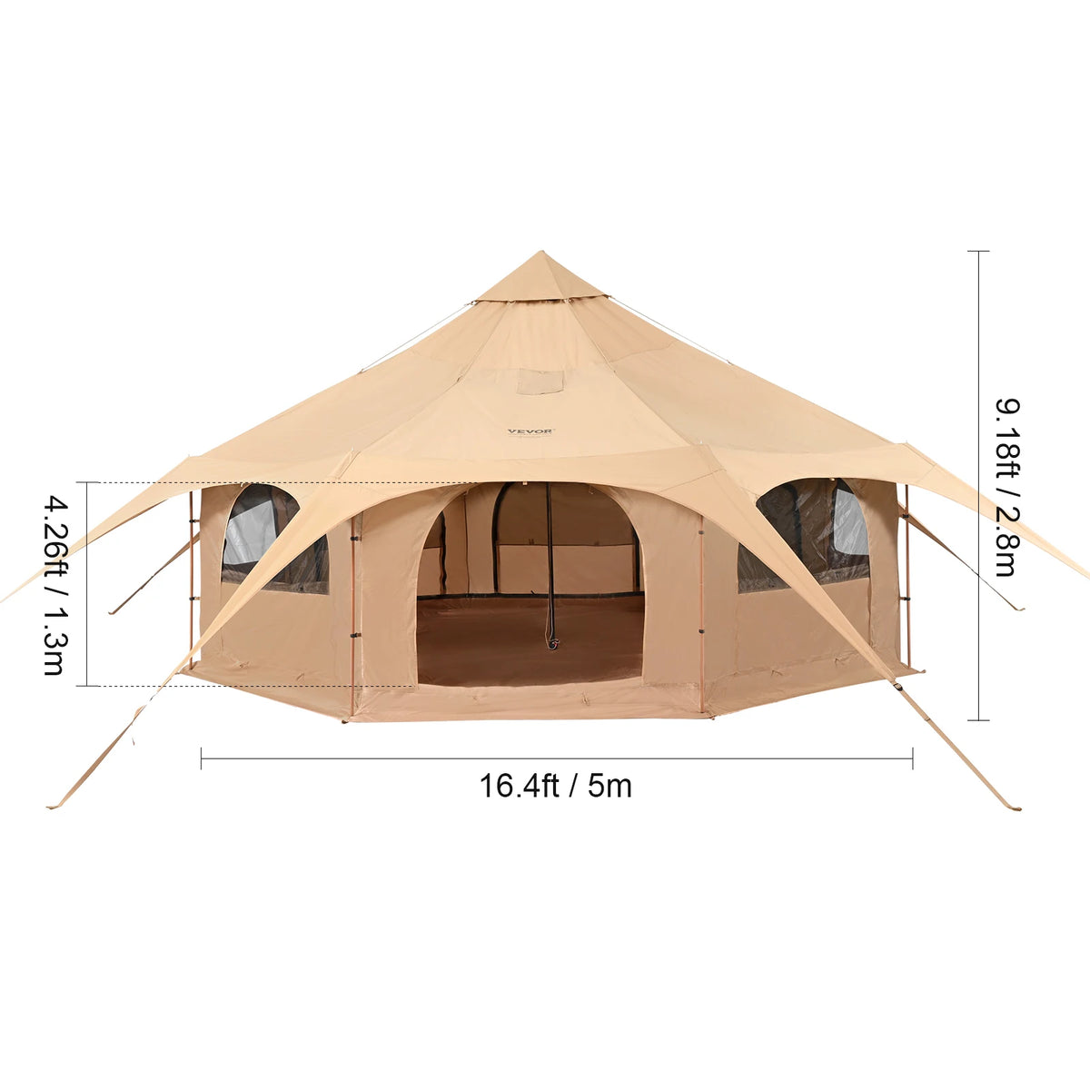 SucceBuy Four Season Canvas Bell Tent With Stove Vent