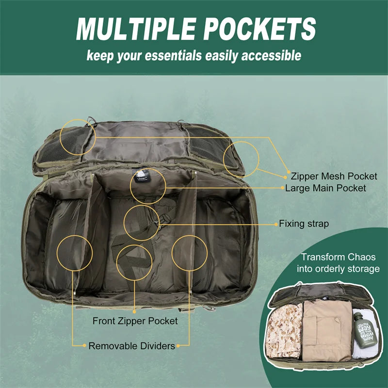 LQARMY Outdoor MOLLE Tactical Backpack For Hiking Travel