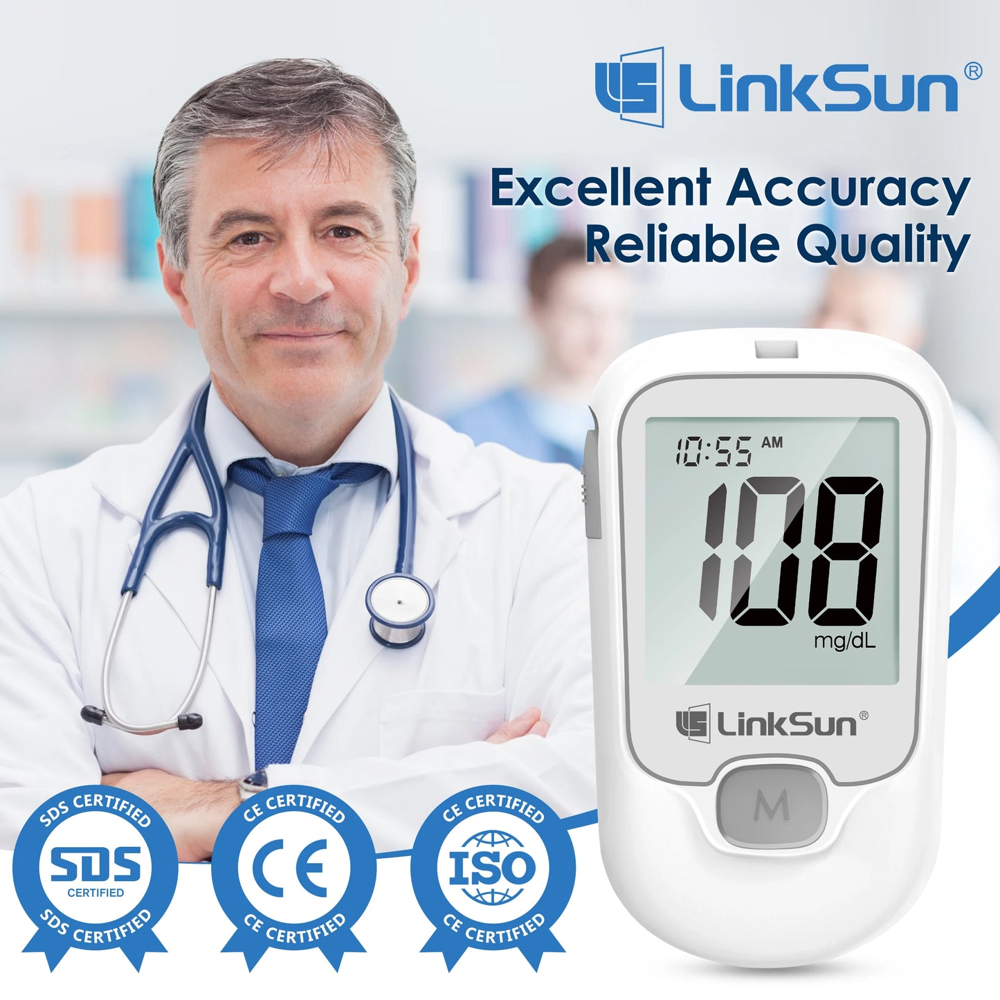 Linksun G425 Blood Glucose Monitor Kit With 50 Strips Lancing