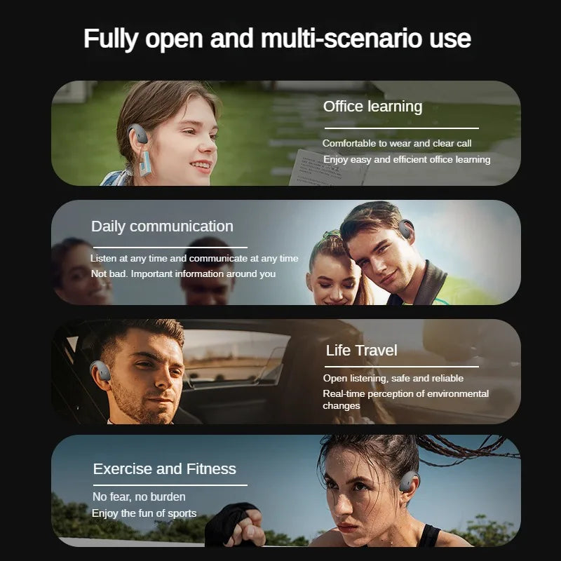 SHUKE Bone Conduction Bluetooth Headset IPX5 Waterproof Earbuds With Mic
